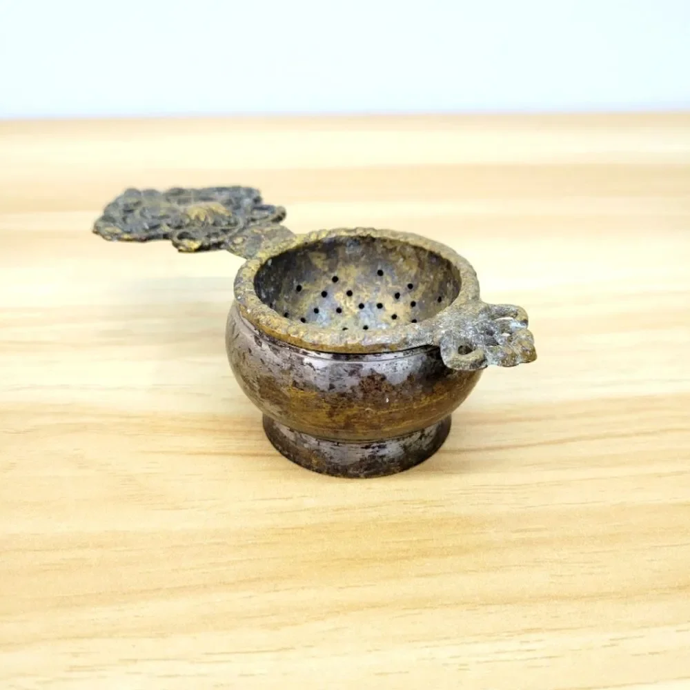 Vintage Brass Tea Strainer Ornate Handle Loose Leaf Infuser – Made in India